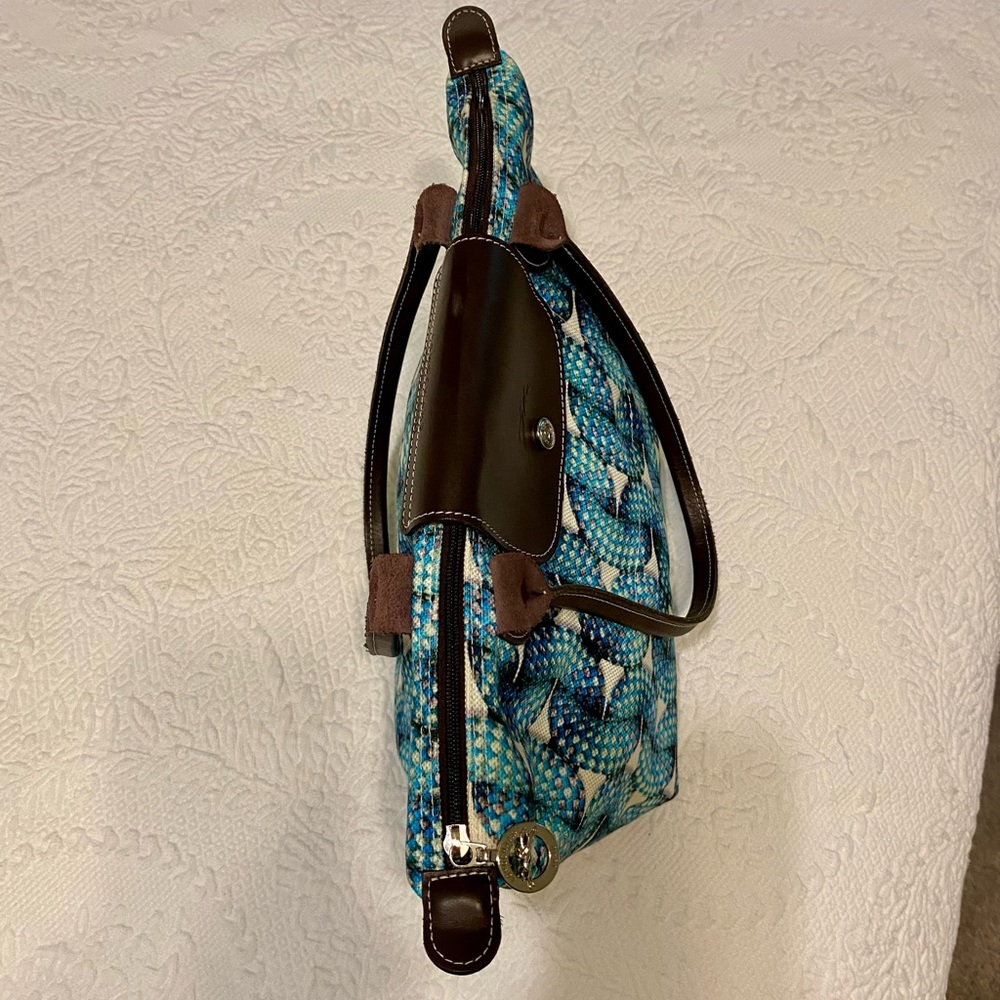 Longchamp Blue & White Geometric La Pliage Shoulder Bag - Picture 4 of 8